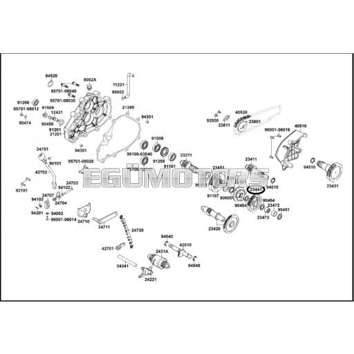Kymco dugattyú csapszeg, 17 X 52 mm