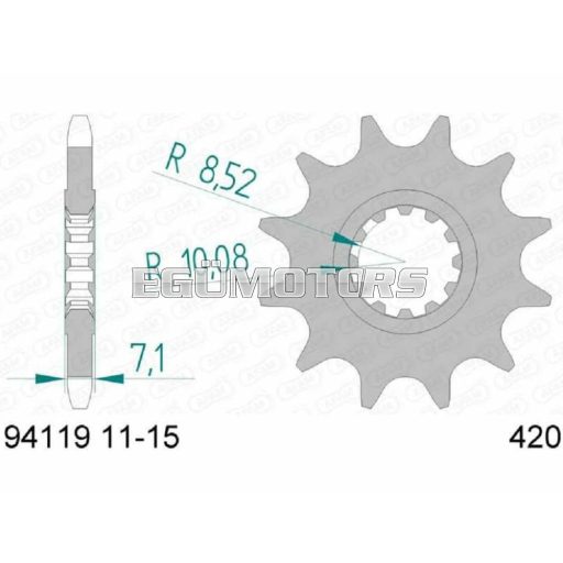 AFAM lánckerék, 12 fogas, 420