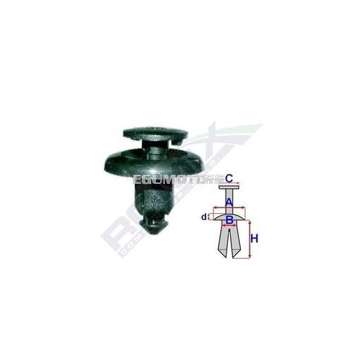 Műanyag rögzítő patent / bolha, benyomós, 8mm, oldható