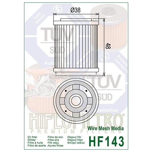 Hiflofiltro olajszűrő, HF143