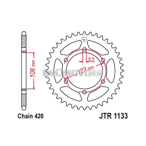 JT Lánckerék 59 fogas, 420-as lánchoz Aprilia, Derbi, Gilera