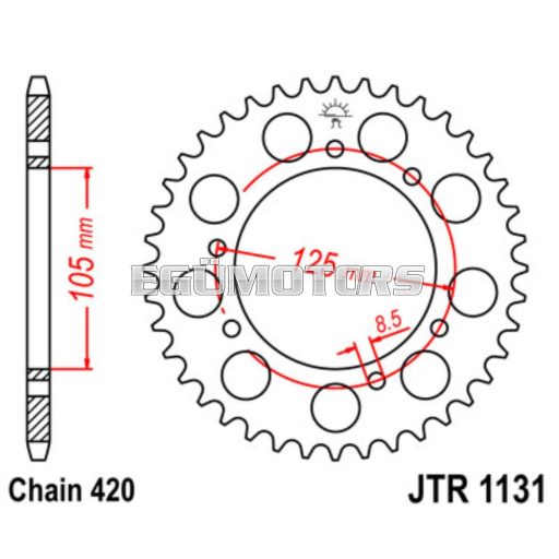 JT hátsó lánckerék, 1131.65
