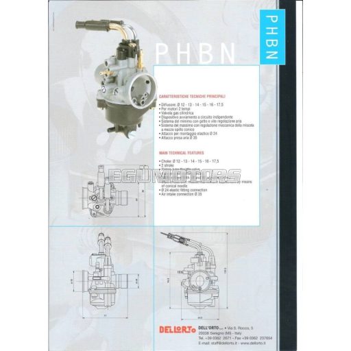 DellOrto PHBN 17.5 karburátor, Minarelli 