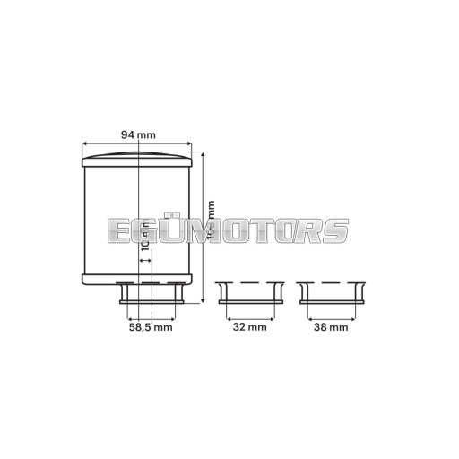 Malossi RED FILTER E13 32/38 egyenes légszűrő, PHVA/B, PHBN, PHBG, PHBL karburátorokhoz