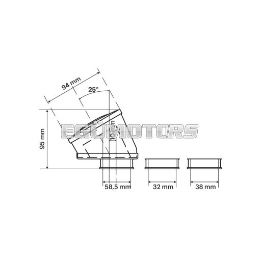 Malossi RED FILTER E13 32/38, 25 fokban döntött légszűrő, PHVA/B, PHBN, PHBG, PHBL karburátorokhoz