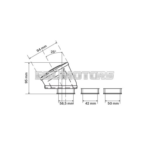 Malossi RED FILTER E13 42/50/60 inclined 25 PHBH - MIKUNI - KEIHIN