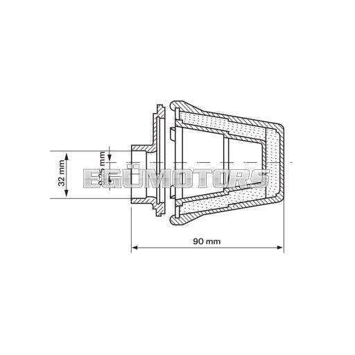 Malossi RED FILTER E5 32 légszűrő fekete burkolattal, PHBG 15-21, Mikuni karburátorokhoz
