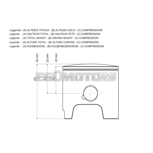 Malossi PISTON 70 pin 15 rect./oil rings 3 D