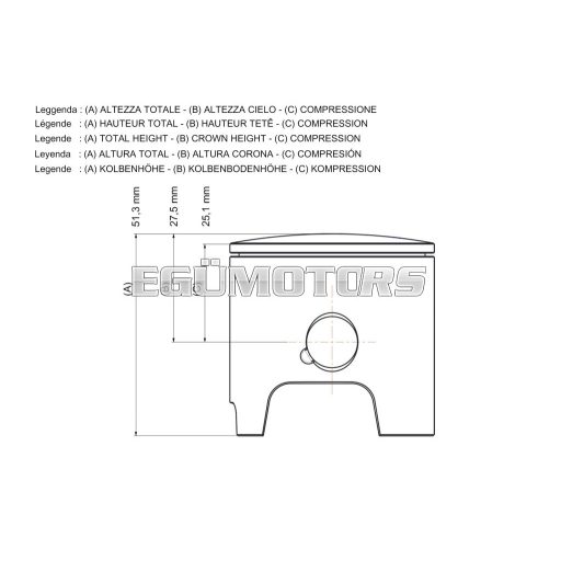 Malossi PISTON 50 pin 13 chro.rect.ring 1 AA