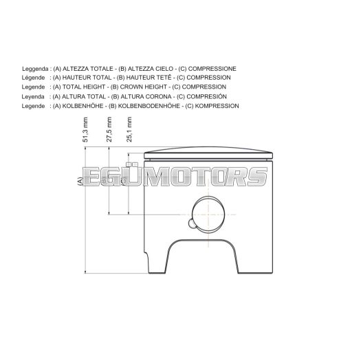 Malossi PISTON 50 pin 13 chro.rect.ring 1 D