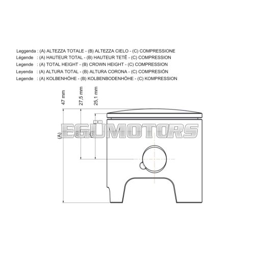 Malossi PISTON 50 pin 12 chro.rect.ring 1 A