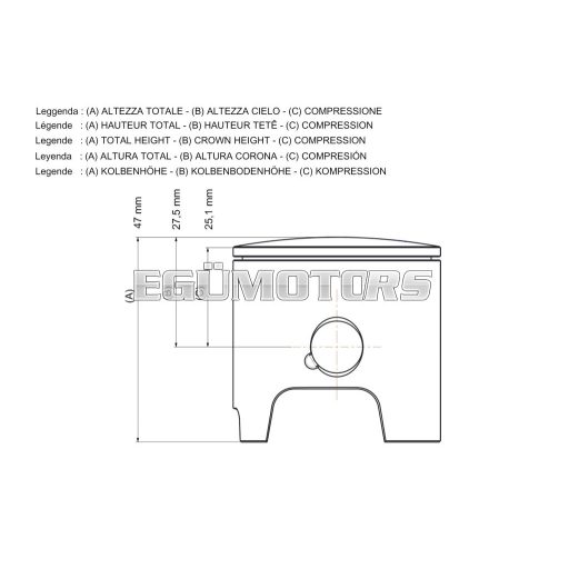 Malossi PISTON 50 pin 12 chro.rect.ring 1 D