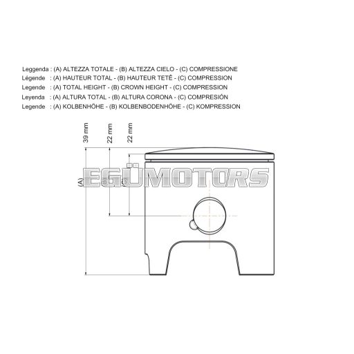 Malossi PISTON 70 pin 15 rect./oil rings 3 00