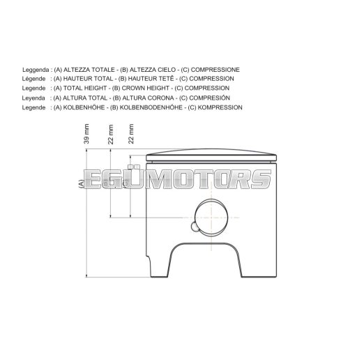 Malossi PISTON 70 pin 15 rect./oil rings 3 DD