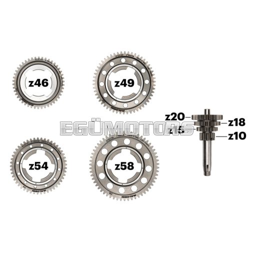 Sprocket set for Sport Vespa gear