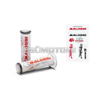   Malossi 2 WHITE GRIPS with Malossi TRIBAL logo (handle 30 - side fastening)