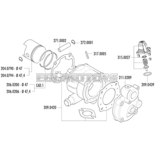 Polini Sport70 injektoros hengerszett, Morini SR
