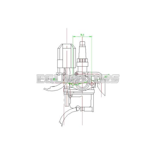 101 Octane karburátor 16.5 mm, Kymco, SYM, Honda, Peugeot álló motorokhoz Gurtner karburátor helyett
