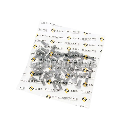 101 Octane hatlapfejű, menetes csavar készlet, DIN933 M6x12, teljes menet, rozsdamentes acél  A2 (50 db)