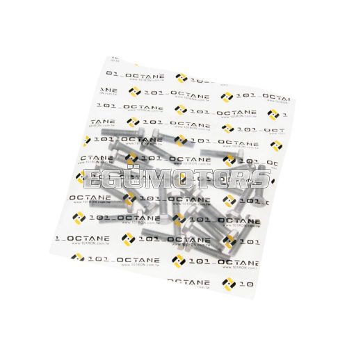 101 Octane hatlapfejű, menetes csavar készlet, DIN933 M6x25, teljes menet, rozsdamentes acél A2 (25 db)