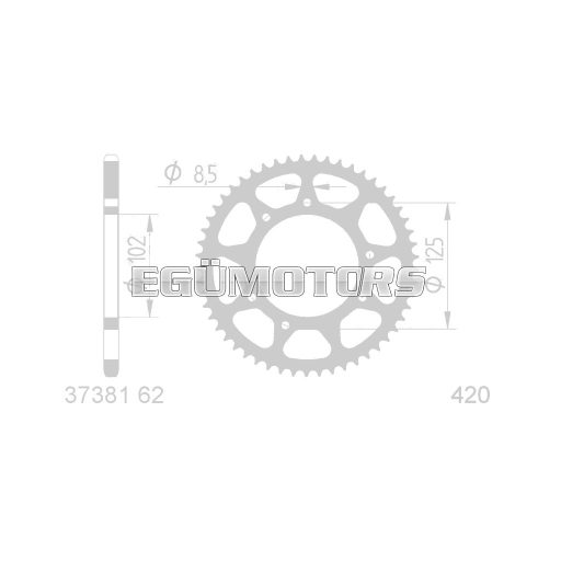 101 Octane hátsó lánckerék 62 fog, 420-as, Derbi Senda SM, R, DRD Racing