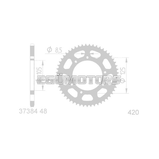 101 Octane hátsó lánckerék 48 fog, 420-as, Derbi, Aprilia, MH, Rieju, Malaguti, Yamaha
