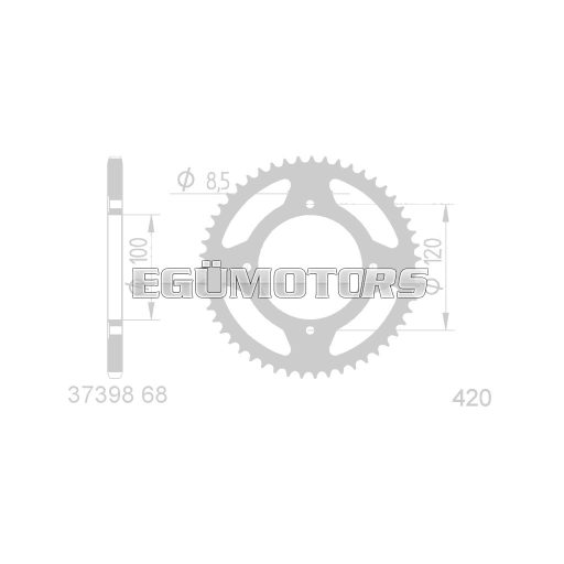 101 Octane hátsó lánckerék 68 fog, 420-as, Beta RR 50