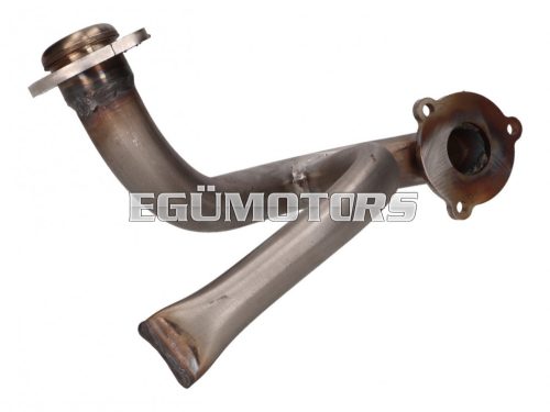 exhaust manifold stainless steel w/ choke tube, unrestricted for Aprilia SX, RX, Derbi Senda, DRD, X-Treme, SM, Gilera RCR, SMT