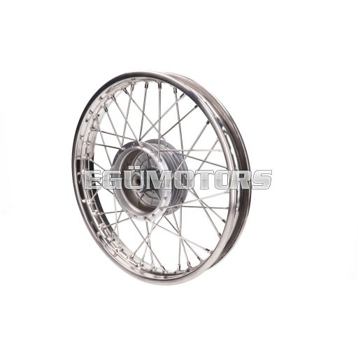 Küllős kerék 1.60 x 16 hüvelyk, rozsdamentes acél, Simson KR51/1, KR51/2 Schwalbe, S50, S51, S53, S70, S83, SR4-1 Spatz, SR4-2 Star, SR4-3 Sperber, SR4-4 Habicht, Duo