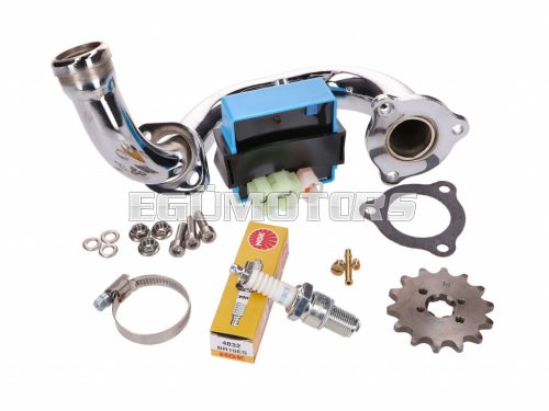 derestriction kit CDI unit adjustable / chromed manifold for Derbi Senda, Aprilia RX, SX, Gilera RCR, SMT 2018- (Euro4)