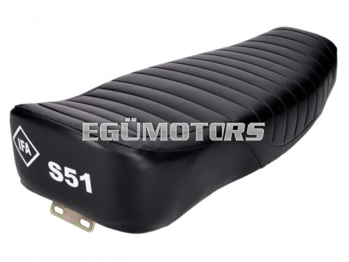 seat Enduro two-seat pleated black w/ IFA S51 logo for Simson S51