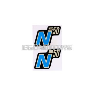   OEM Standard Logo fólia, matrica S50 N fekete-kék, 2 darab, Simson S50