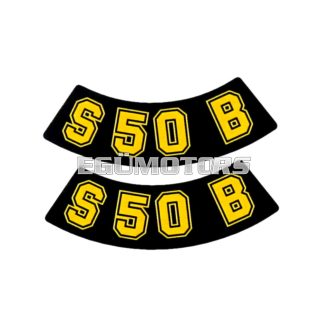   OEM Standard Logo fólia, matrica S50 B fekete-sárga, 2 darab, Simson S50