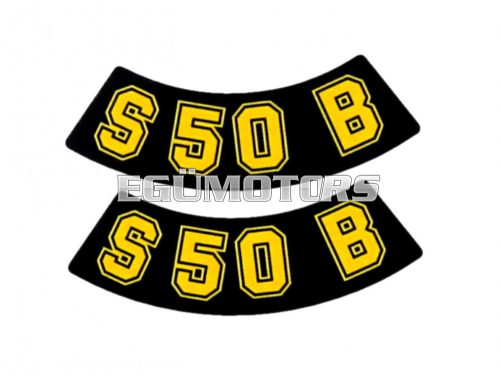 logo foil / sticker S50 B black-yellow 2 pieces for Simson S50