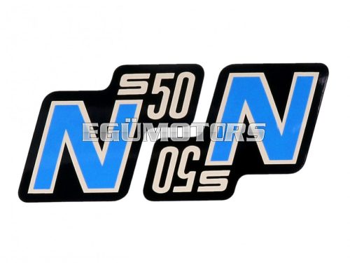 logo foil / sticker S50 N black-light-blue 2 pieces for Simson S50