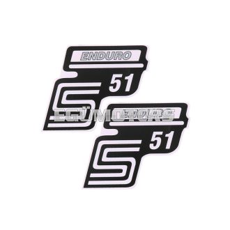   OEM Standard Logo fólia, matrica S51 Enduro ezüst, 2 darab Simson S51