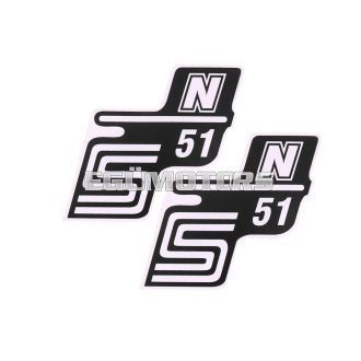   OEM Standard Logo fólia, matrica S51 N fehér, 2 darab, Simson S51