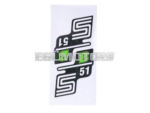 logo set foil / sticker S51 B green for Simson S51