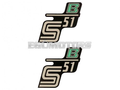 logo foil / sticker S51 B black-light-green 2 pieces for Simson S51