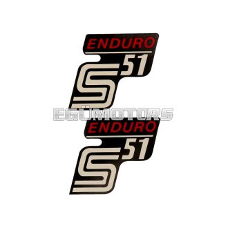   OEM Standard Logo fólia, matrica S51 Enduro fekete-piros, 2 darab Simson S51