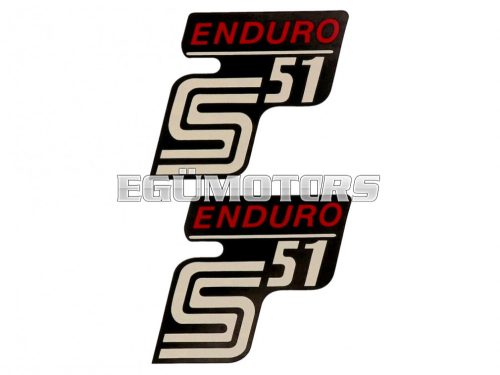 logo foil / sticker S51 Enduro black-red 2 pieces for Simson S51