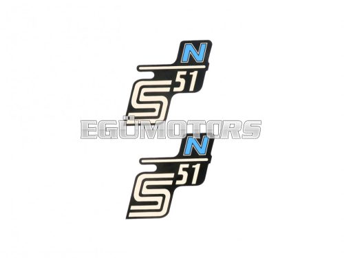 logo foil / sticker S51 N black-light-blue 2 pieces for Simson S51N