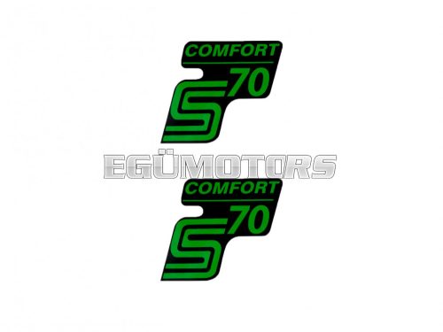 logo foil / sticker S70 Comfort black-green 2 pieces for Simson S70