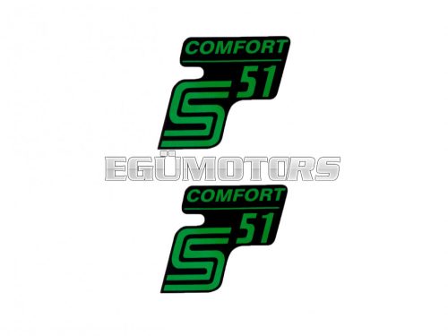 logo foil / sticker S51 Comfort black-green 2 pieces for Simson S51