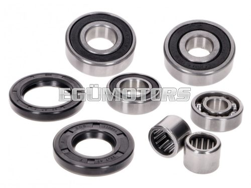 gearbox bearing set w/ oil seals for Piaggio 125-150cc 2-stroke Sfera, Skipper, Vespa ET4, M01, M04, M15 engine