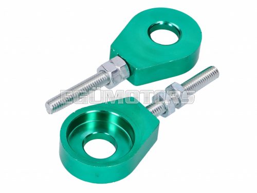 chain tensioner set aluminum green anodized 12mm