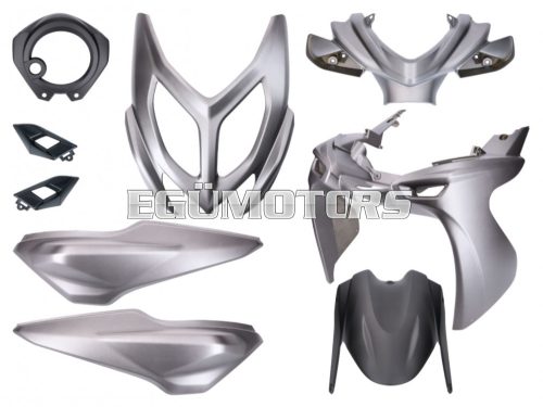 fairing kit black / grey, matt 9-piece for Yamaha Aerox, MBK Nitro 50cc 2013-