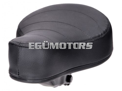 saddle / seat flat black quilted spring-mounted with Puch logo for Puch moped