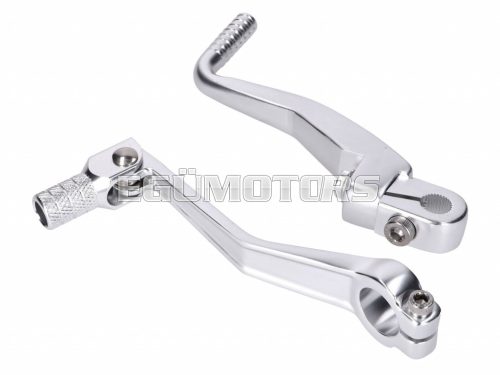 gear shift and kickstart lever foldable, anodized aluminum, silver for Simson S50, S51, S53, S70, S83