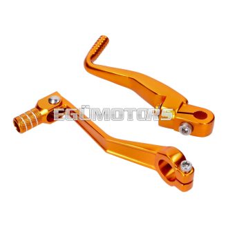   gear shift and kickstart lever foldable, anodized aluminum, golden for Simson S50, S51, S53, S70, S83
